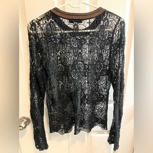 INC Black see through women’s dress shirt sz M